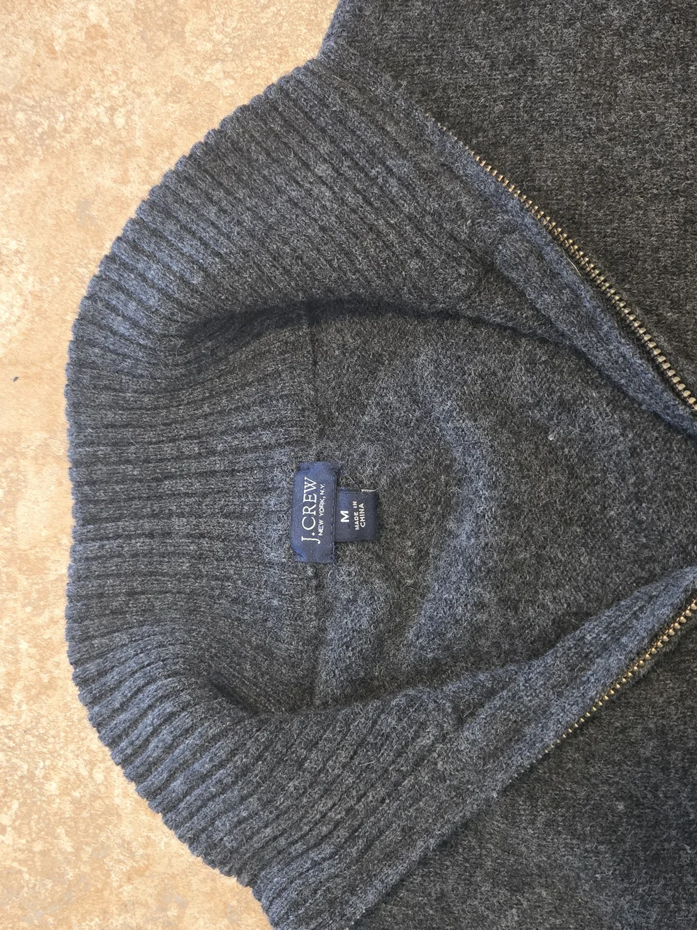 J. Crew Men’s Dark Charcoal Zip-Up Sweater
